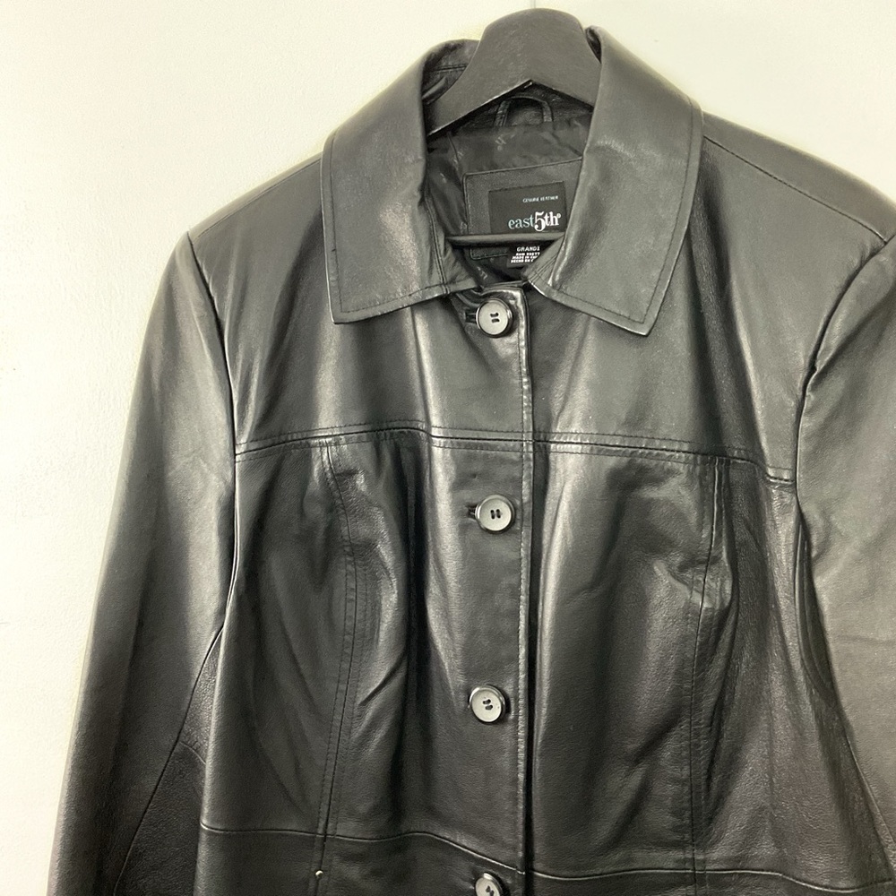 Vintage East 5th heavy duty black leather coat women’s 1X jacket - Picture 6 of 12